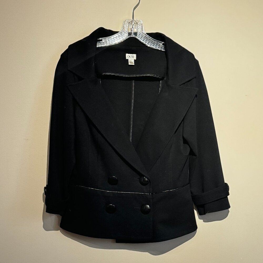 #4 Women's Cache Faux Double Breasted Shawl Collar Blazer, Black, Size Large
